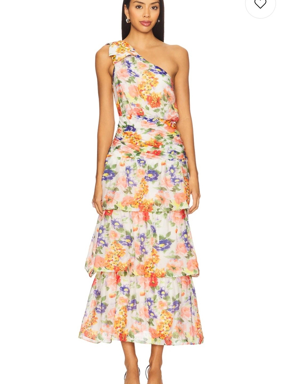 ASTR The Label Natali Floral Print One Shoulder Tiered Dress